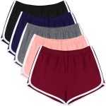 URATOT 5 Packs Soft Comfy Booty Cotton Workout Pants Breathable Lounge Dolphin Shorts Cycling Hiking Pants for Women