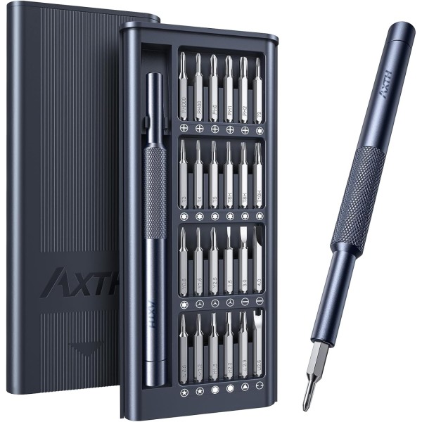 AXTH 25-in-1 Small Precision Screwdriver Set, Professional Magnetic Mini Repair Tool Kit for Phone, Computer, Watch, Laptop, Macbook, Ring Doorbell, Eyeglass, Electronic, [Bearing