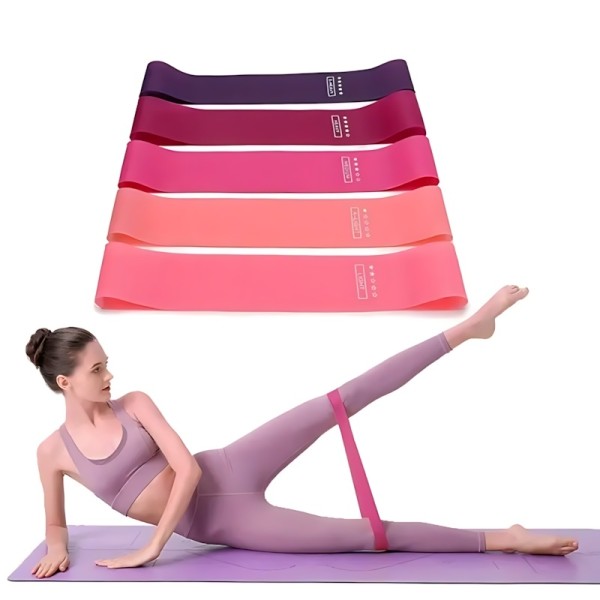 5 Piece Exercise Resistance Bands, Latex Loop Set. For Strength Training, Home & Travel