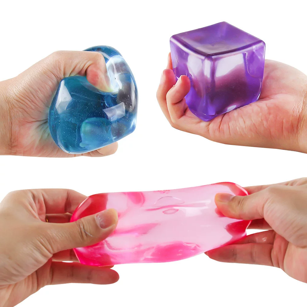 Creative simulation ice cube stress relief toy, slow-resilience, transparent, colored, made of malt sugar, TPR soft rubber ice