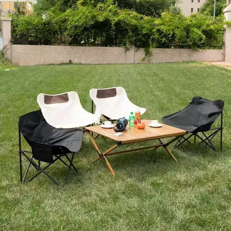 Moon chair, outdoor folding chair, portable camping and picnic fishing chair, household leisure backrest chair, telescopic moon chair