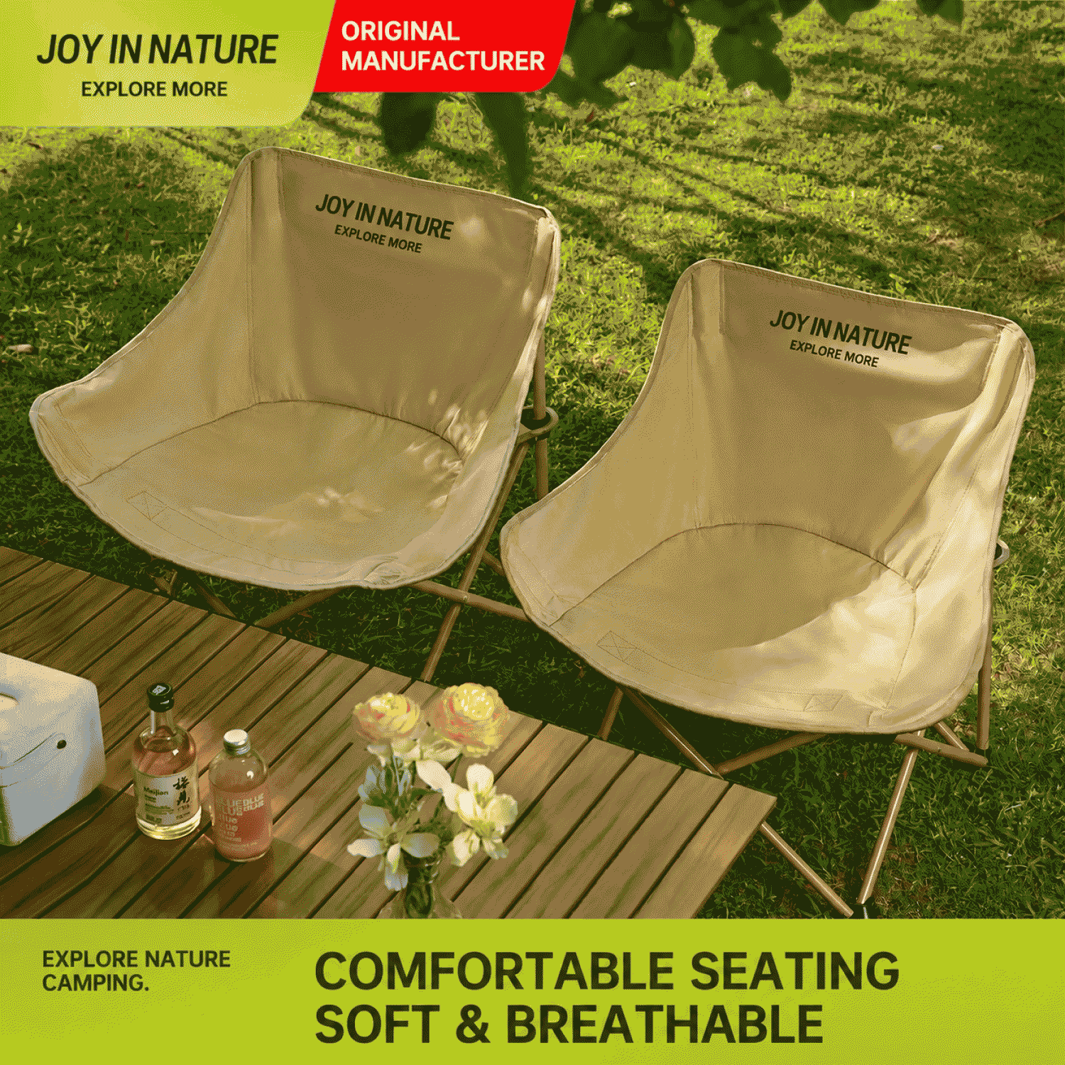 Outdoor folding chairs, moon chairs, outdoor supplies, camping table and chair sets, fishing folding chairs with backrests