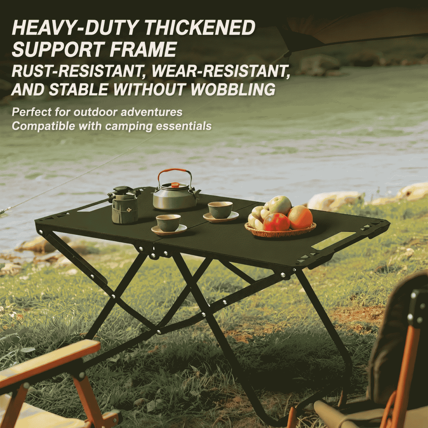 Outdoor camping folding table, portable picnic and barbecue table, thickened multi-functional folding tactical table, complete camping equipment set