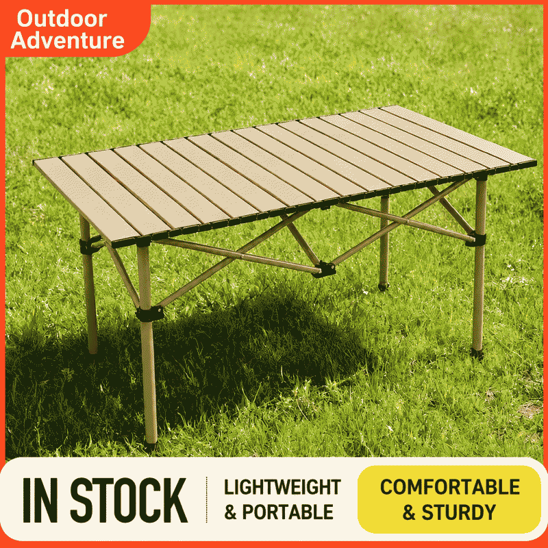 Chicken rolls table, portable for self-driving travel, camping, picnic, folding table, carbon steel stall table, outdoor barbecue stall chicken rolls table