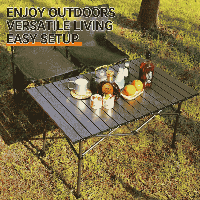 Chicken rolls table, portable for self-driving travel, camping, picnic, folding table, carbon steel stall table, outdoor barbecue stall chicken rolls table