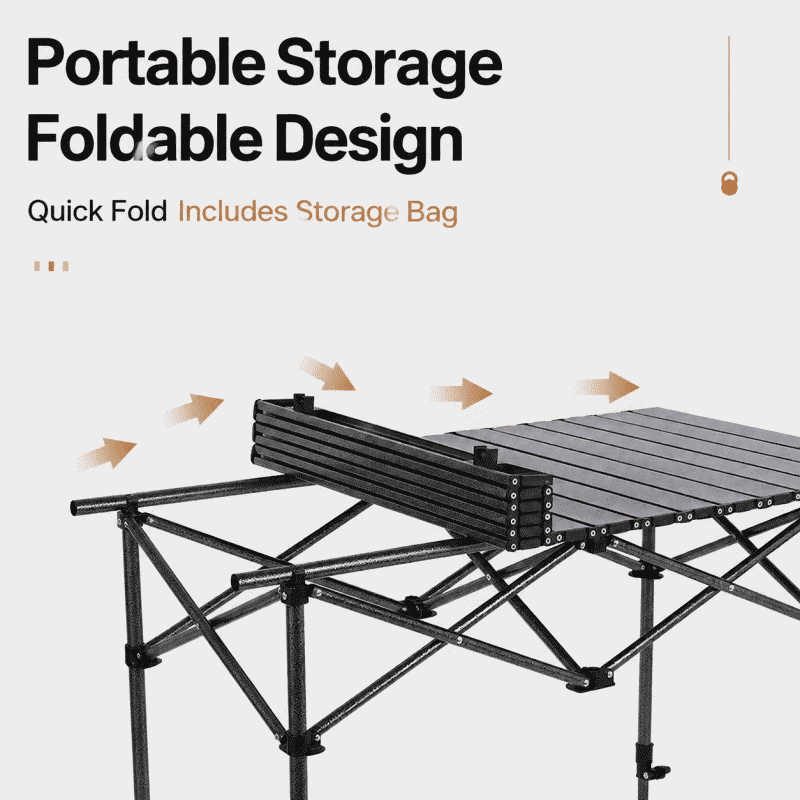 Chicken rolls table, portable for self-driving travel, camping, picnic, folding table, carbon steel stall table, outdoor barbecue stall chicken rolls table