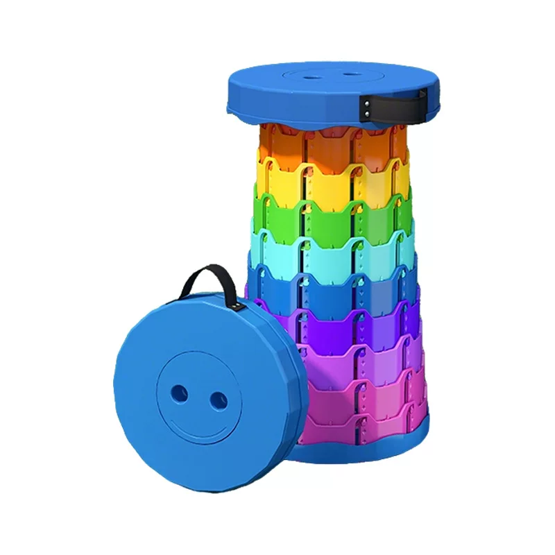 Rainbow retractable stool, outdoor portable plastic folding stool, adjustable train queue fishing stool