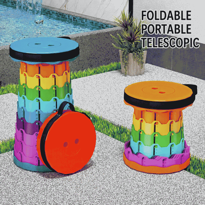 Rainbow retractable bench, portable outdoor fishing, household, children, adult, plastic folding bench