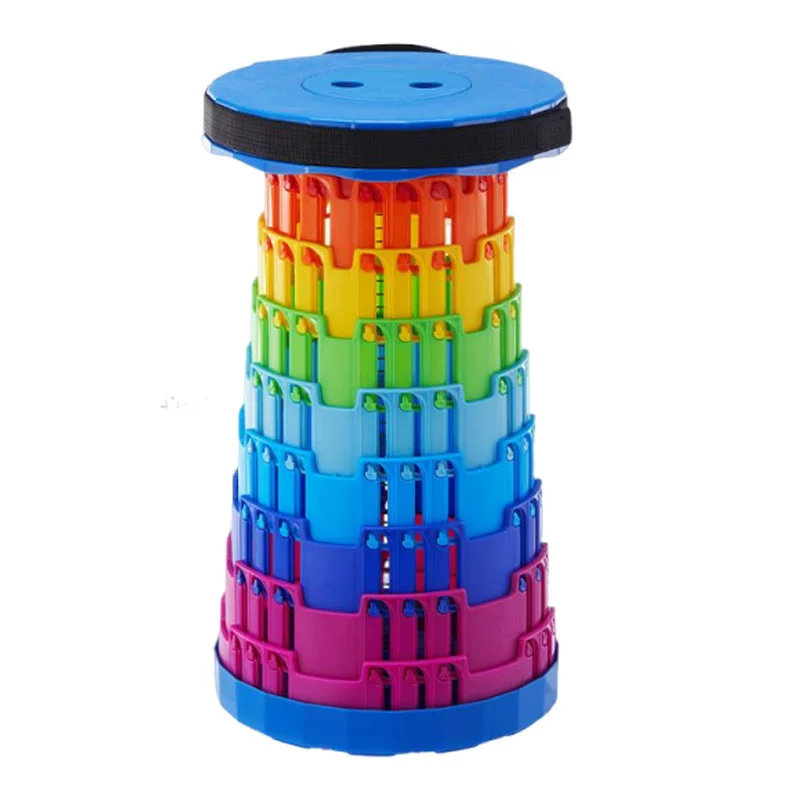 Rainbow retractable bench, portable outdoor fishing, household, children, adult, plastic folding bench