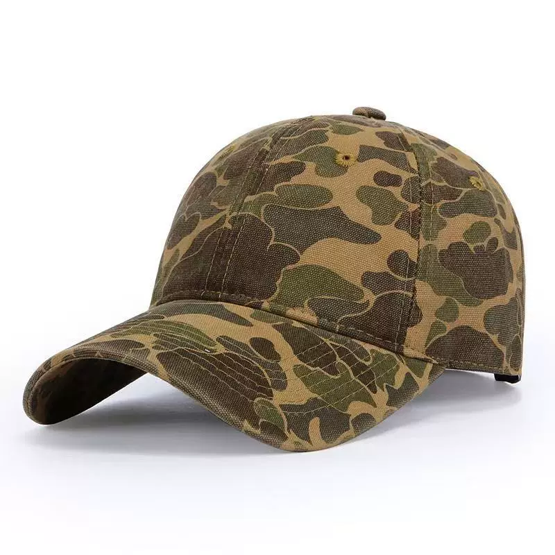 New vintage camouflage washed and aged baseball cap for men and women, sun-blocking, outdoor, breathable, duck-style