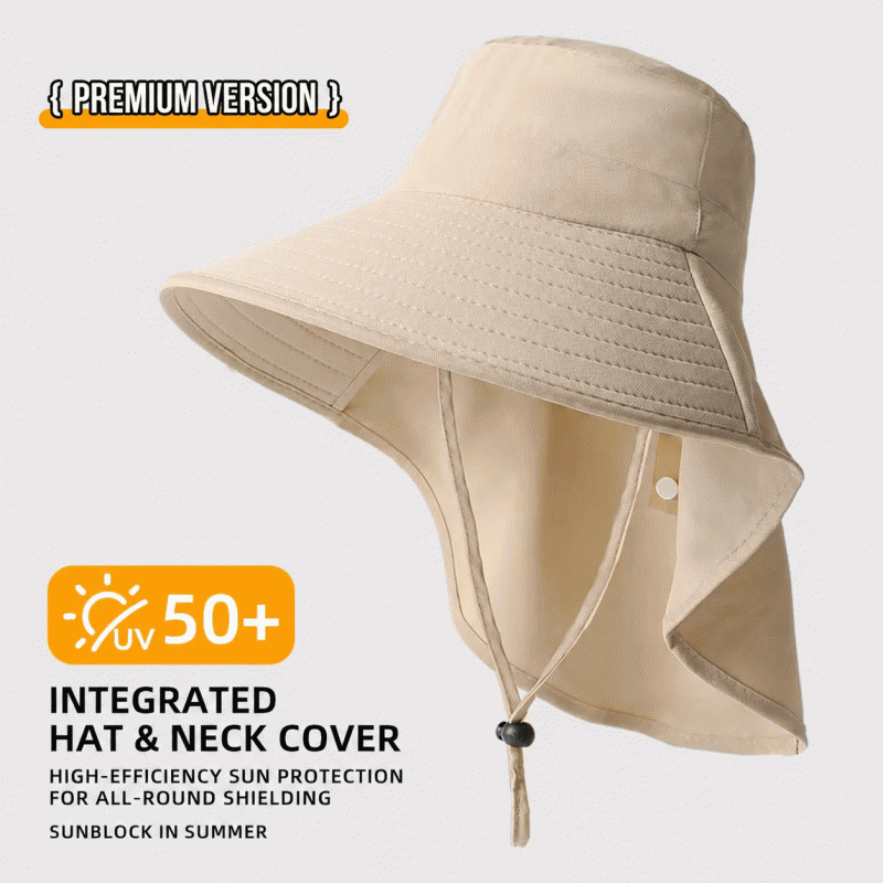 Mountain climbing hat, cycling hat, summer sunscreen, outdoor waterproof shawl hat, ponytail breathable UV protection, neck protection, fisherman hat