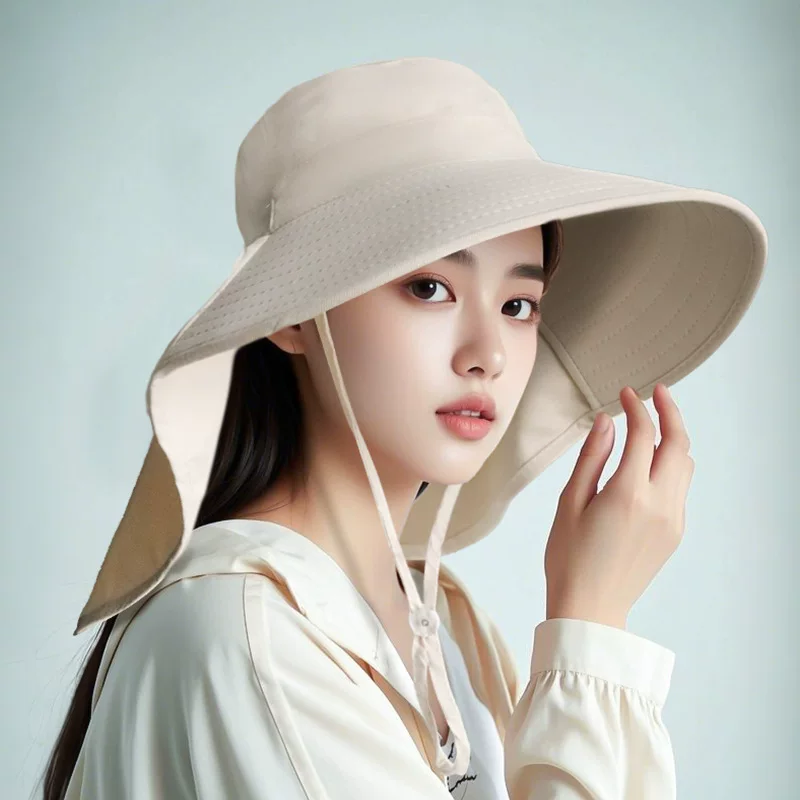 Mountain climbing hat, cycling hat, summer sunscreen, outdoor waterproof shawl hat, ponytail breathable UV protection, neck protection, fisherman hat