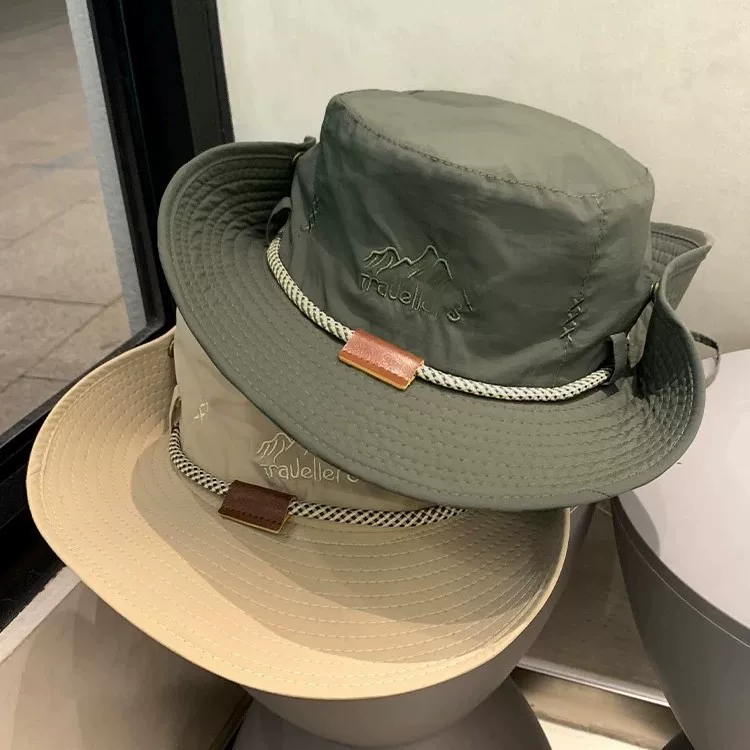 Large-brimmed hat for children, suitable for summer mountaineering, outdoor hiking, sun protection, men's sunscreen, waterproof, quick-drying, travel, fishing, fisherman's hat