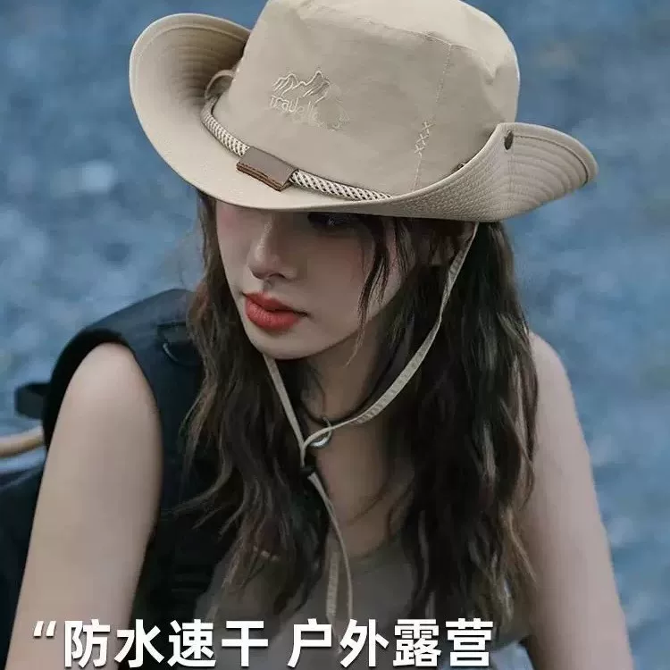 Large-brimmed hat for children, suitable for summer mountaineering, outdoor hiking, sun protection, men's sunscreen, waterproof, quick-drying, travel, fishing, fisherman's hat