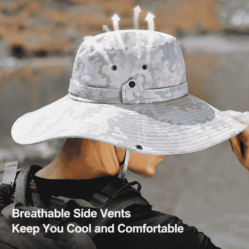 Summer fisherman's hat, men's sunshade hat, outdoor climbing and fishing hat, UV-blocking, large brim, waterproof, sunscreen, sun hat