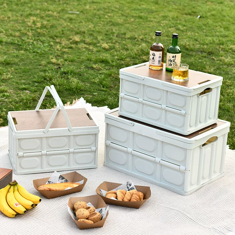 Outdoor camping storage box, portable folding box, organizing box, clothes storage box, storage box, large picnic box, portable