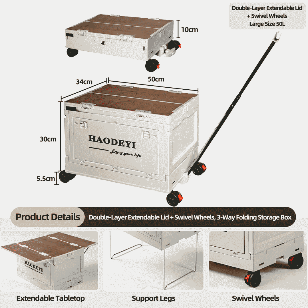 Outdoor folding waterproof camping box, portable picnic storage box, outdoor box, multi-functional car box