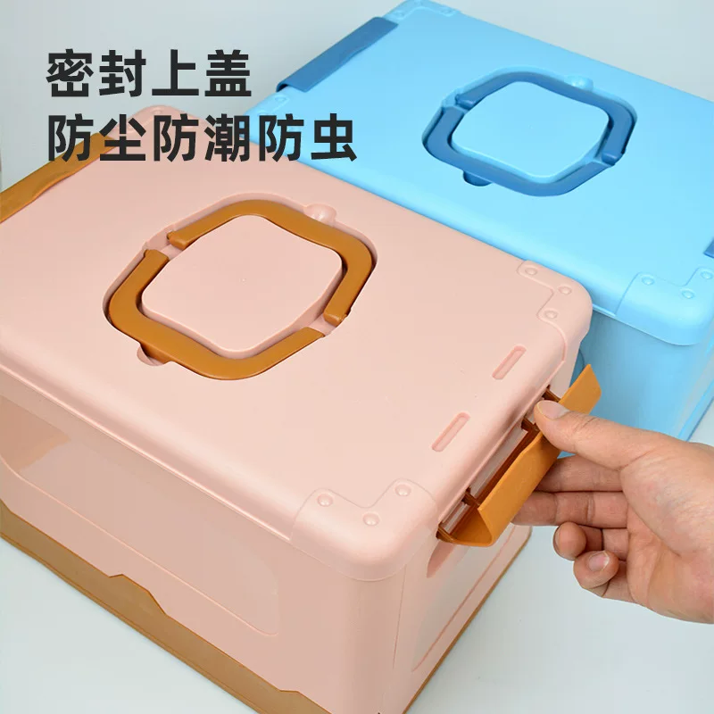 Outdoor camping storage box, car toolbox, foldable handheld organizing box, large-capacity plastic storage box, toy