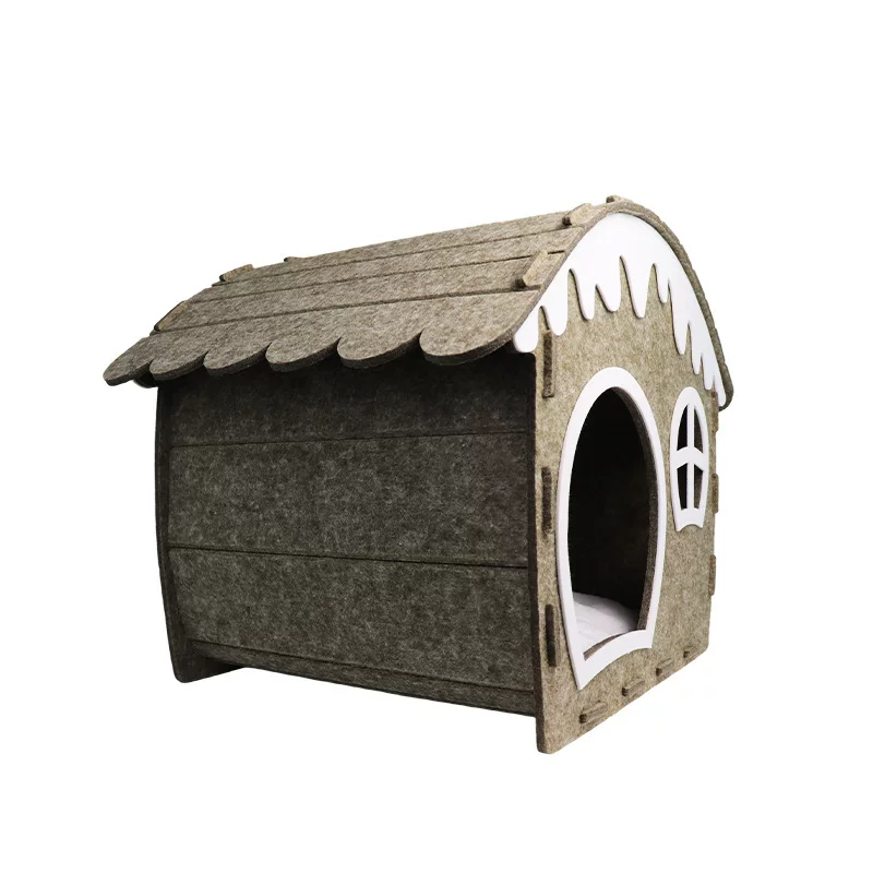 Felt board cat bed, winter new style, lightweight felt cat bed with windows, fairy tale wooden house style, cute cat bed design