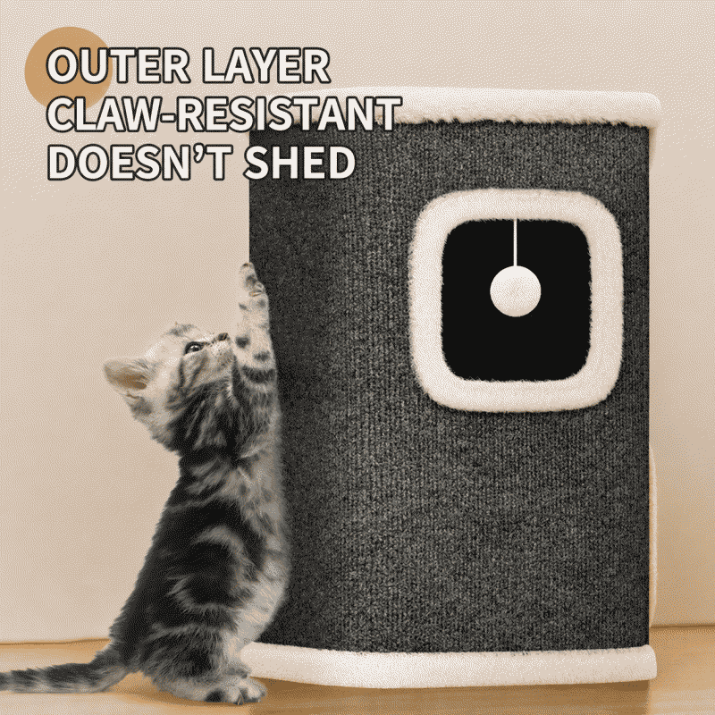 Tree hole square cat tree, cat scratching board, cat bed integrated, winter warm cat tree, semi-enclosed cat bed, cat claw board