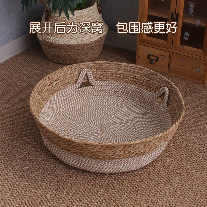 Rattan cat bed, summer cat scratching board, integrated cat bed, folding dual-purpose pet bed, factory