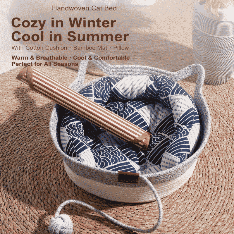 Rattan cat bed, supplies for stray cats in summer, pet bed, cat scratching board, integrated cat bed, dog bed