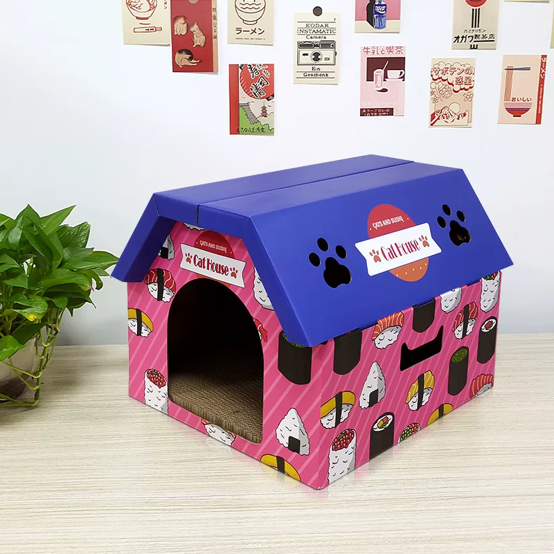 Cat bed, cat box, cat house, cat corrugated paper house, wear-resistant villa, large space cat box