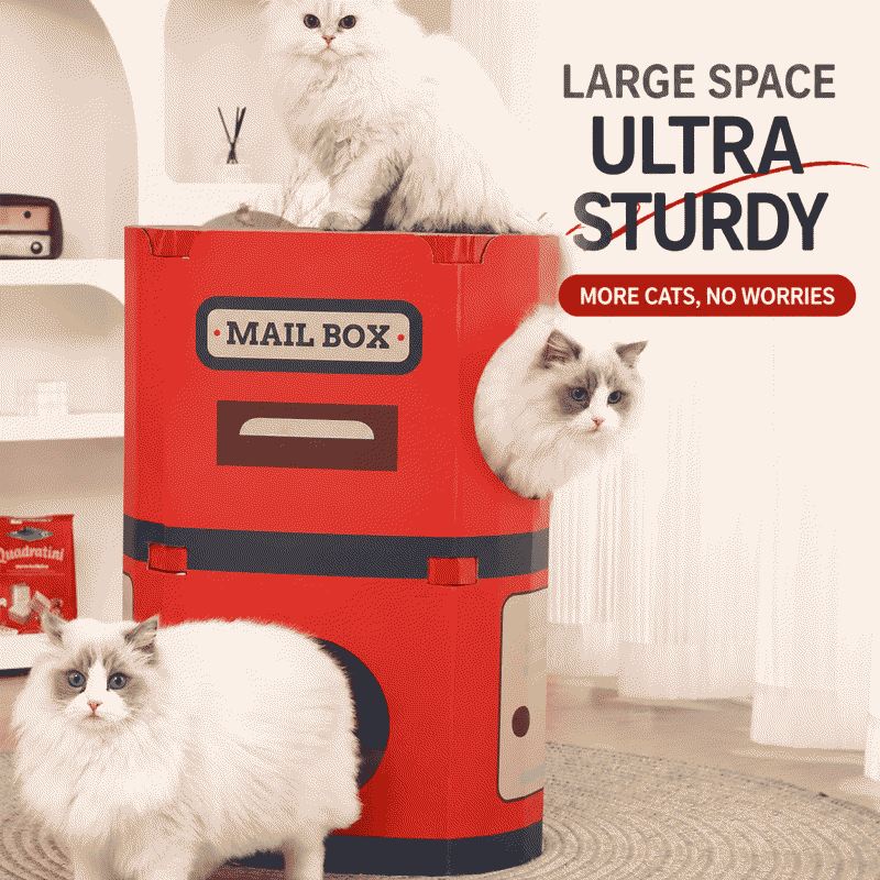 Cat bed and scratching board integrated, cat claw board, wear-resistant and non-flaky, vertical wall sticker, cardboard box, corrugated paper cat house, claw grinding