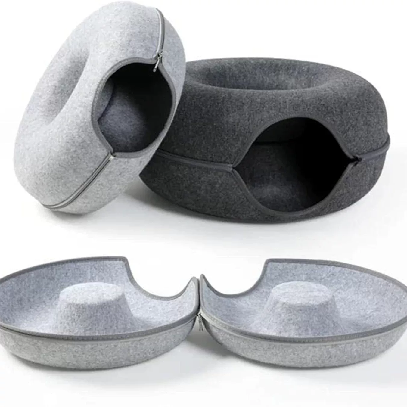 Felt donut tunnel pet stray cat bed, suitable for all seasons in summer