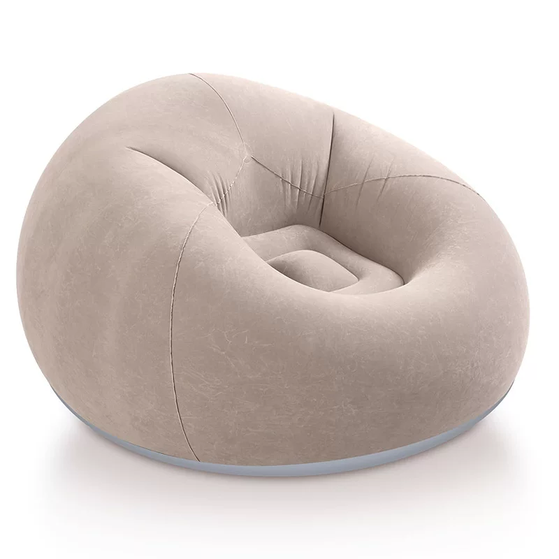 Lazy person inflatable sofa, single-person flocked bean bag chair, outdoor camping leisure portable foldable recliner