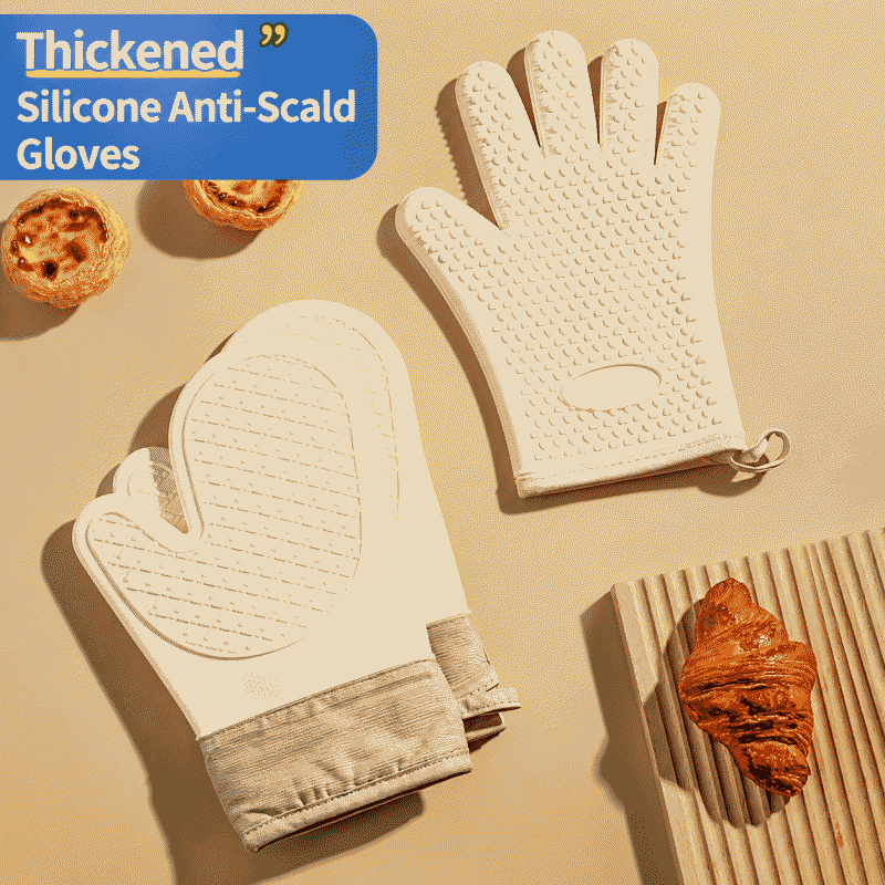 Five-finger oven mitts, kitchen heat-resistant, non-slip, anti-scald, baking, thickened silicone, high temperature resistant, microwave oven safe