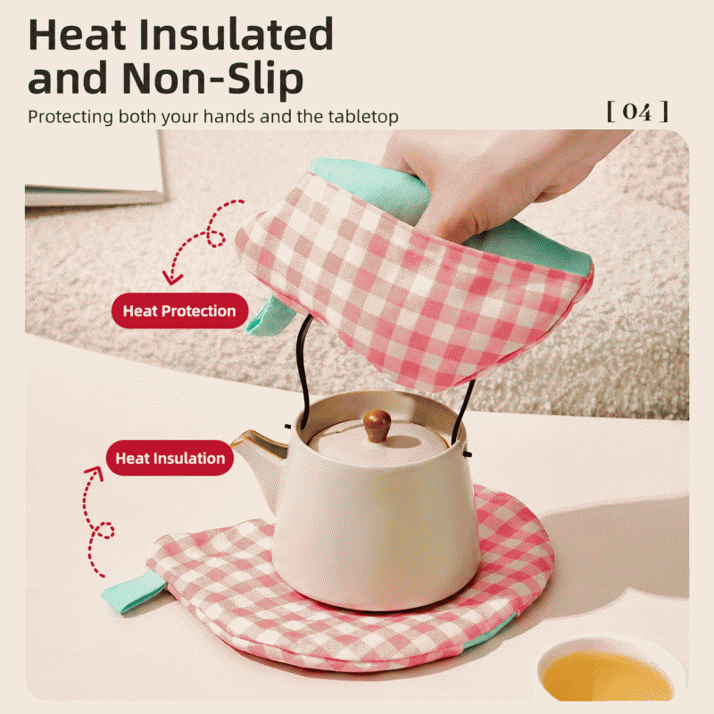 Cartoon heat-resistant and anti-scalding gloves for household oven, kitchen, thickened, high-temperature resistant, microwave baking dedicated gloves