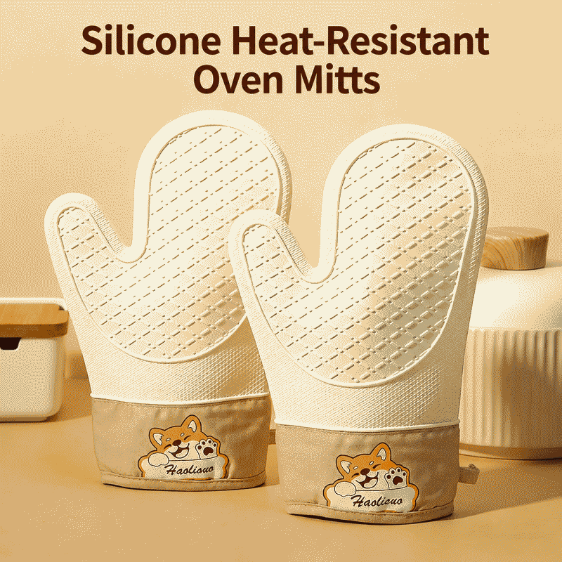 Insulated gloves, silicone thickened, anti-slip, high temperature resistant, oven gloves, baking anti-scald, kitchen microwave oven dedicated hand clip