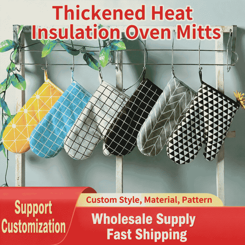 Cotton and linen baking microwave oven heat-resistant gloves, heat-insulating gloves, popular oven gloves, heat-resistant and high-temperature resistant gloves