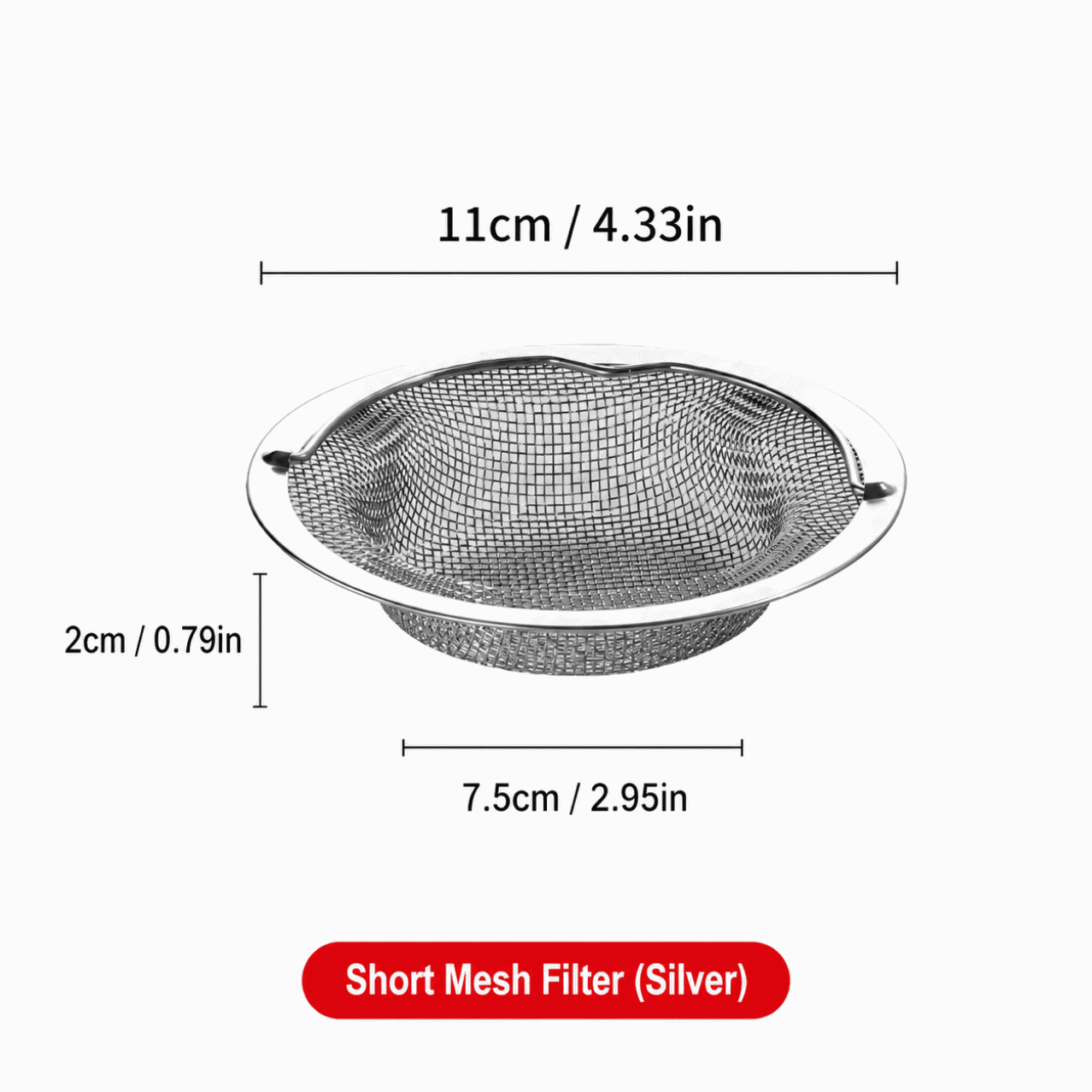 Kitchen sink filter mesh, stainless steel, thickened, sewer strainer, sink, vegetable washing basin, residue filtration, antibacterial, odor-resistant