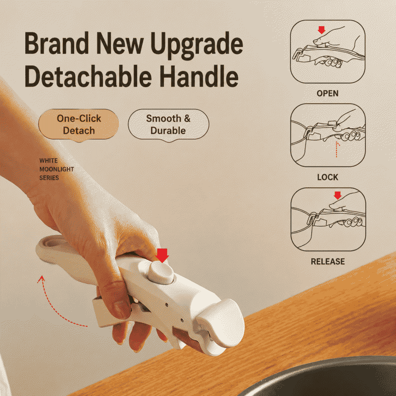 Universal detachable handle, pot handle, handle accessory, milk pot, wok, universal pot handle, heat-resistant handle