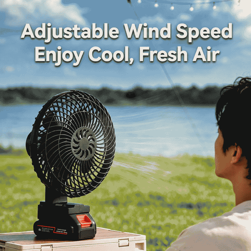 Wireless lithium battery fan, rechargeable battery, large capacity, portable, household use, Makita outdoor camping, silent fan