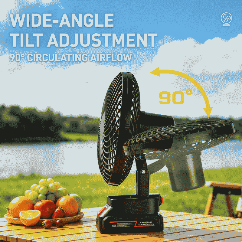 Wireless lithium battery fan, rechargeable battery, large capacity, portable, household use, Makita outdoor camping, silent fan