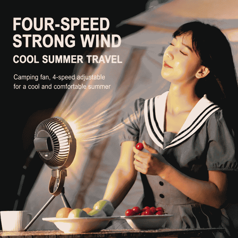 K18 outdoor camping fan, portable tent ceiling fan, USB charging hanging stand, camping tripod, outdoor fan
