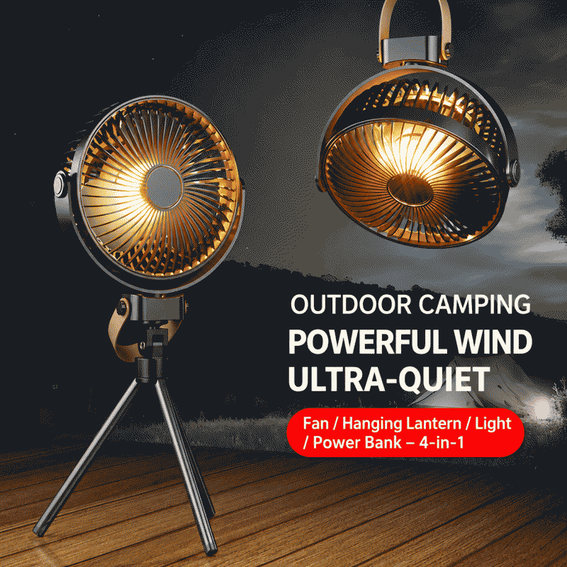K18 outdoor camping fan, portable tent ceiling fan, USB charging hanging stand, camping tripod, outdoor fan