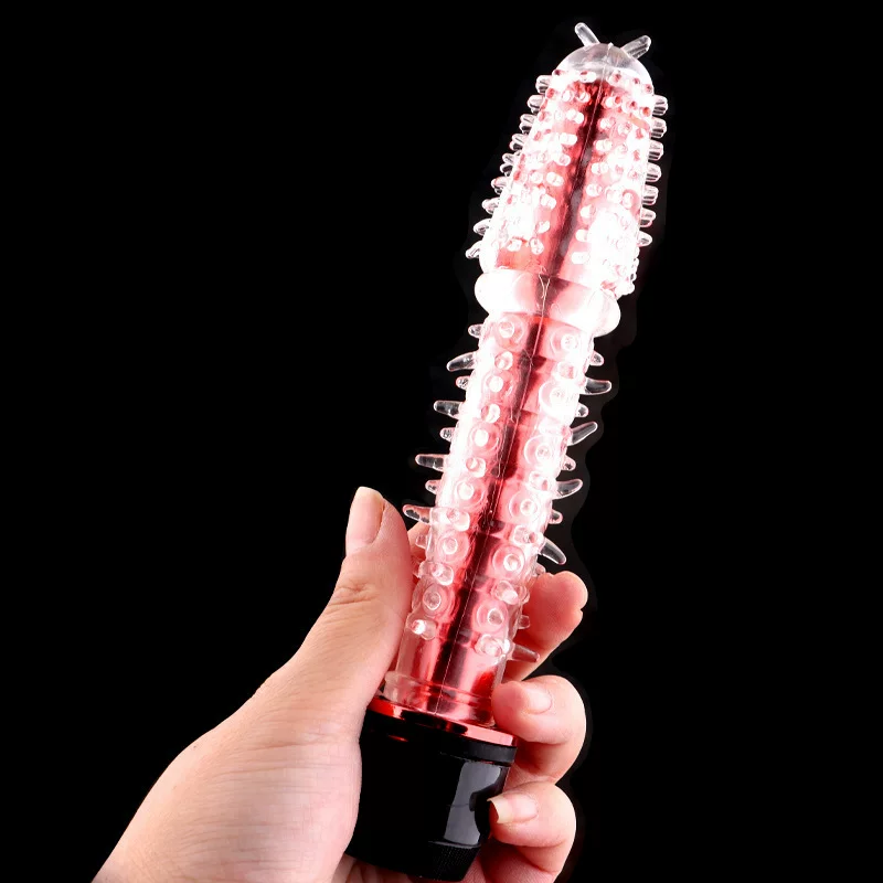 跨境女用自慰器水晶震动棒龙须光头AV振动棒按摩棒假仿真阳具厂家
