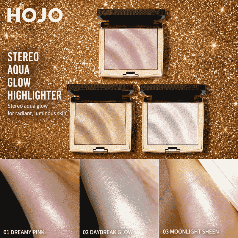 3D Blinking Highlight Contouring Palette, Gold Rhinestone, Easy to Apply, Ultra-Natural Dewy Skin, Mashed Potato Highlight Cream