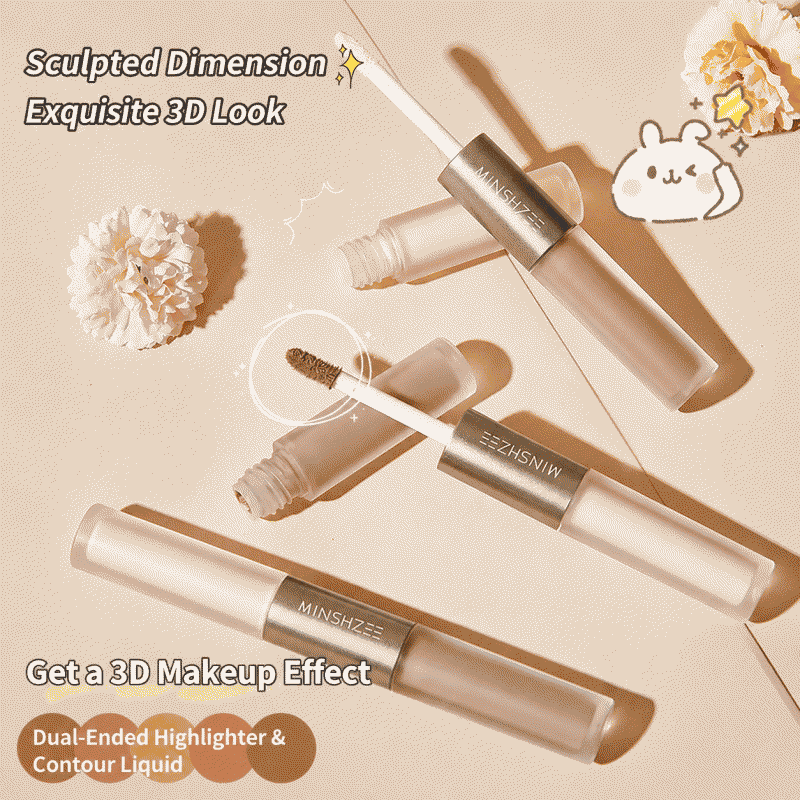 Mingxi Zhi double-headed liquid highlight and contouring stick for nose shadow, side shadow, facial brightening, and under-eye contouring, cross-border