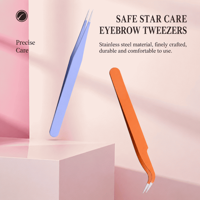 Basic stainless steel pointed tweezers for false eyelashes, 113mm in length, with good gripping force for eyelash curlers