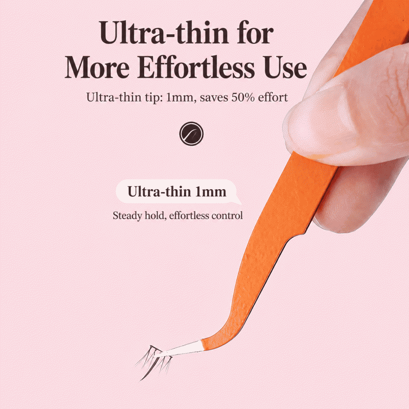 Basic stainless steel pointed tweezers for false eyelashes, 113mm in length, with good gripping force for eyelash curlers
