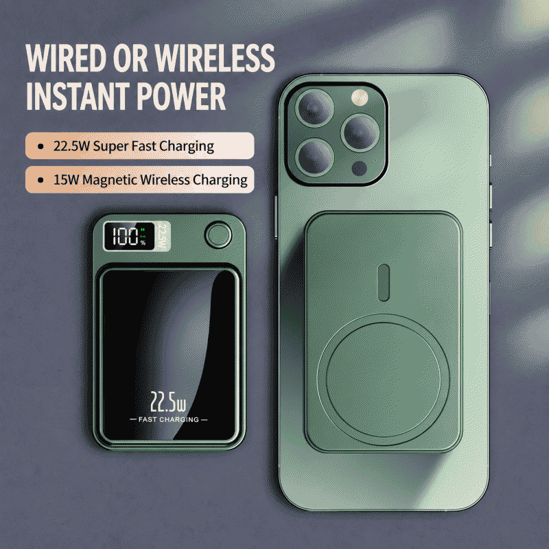 New Magnetic Wireless Charging Power Bank with Super Fast Charging, 10,000mAh, Magsafe Mobile Power Supply, PSE KC