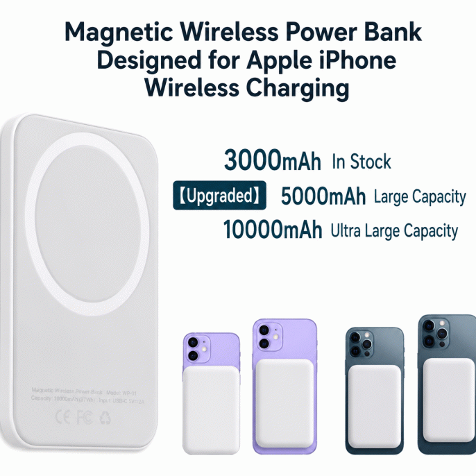 Suitable for Apple MagSafe Fast Wireless Charging Pad, iPhone Ultra-thin Portable Mini Mobile Power Bank