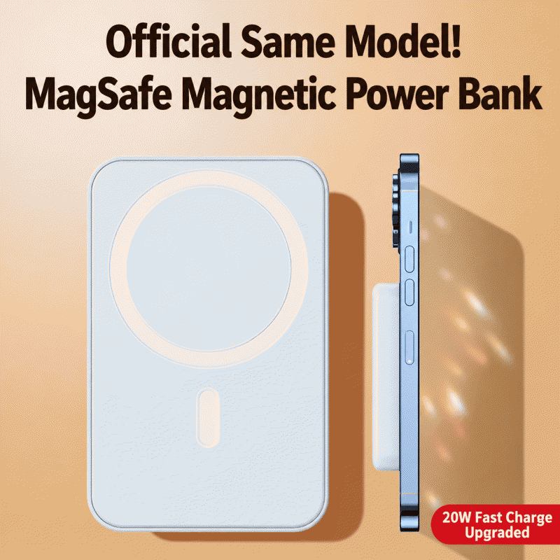 3C certified power bank with 20W super fast charging, strong magnetic attraction, wireless mini portable mobile power supply