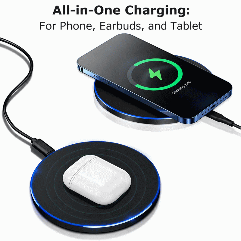 Wireless charger 15W/30W/50W, plastic material, fast charging disc, 100W, compatible with Apple, Huawei, Samsung