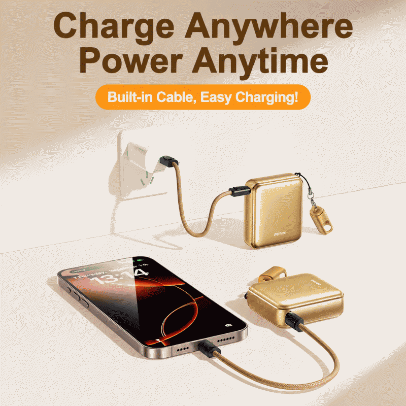 remax3C certified lanyard data cable, compact and lightweight, charging treasure, fast charging mobile power bank, suitable for air travel